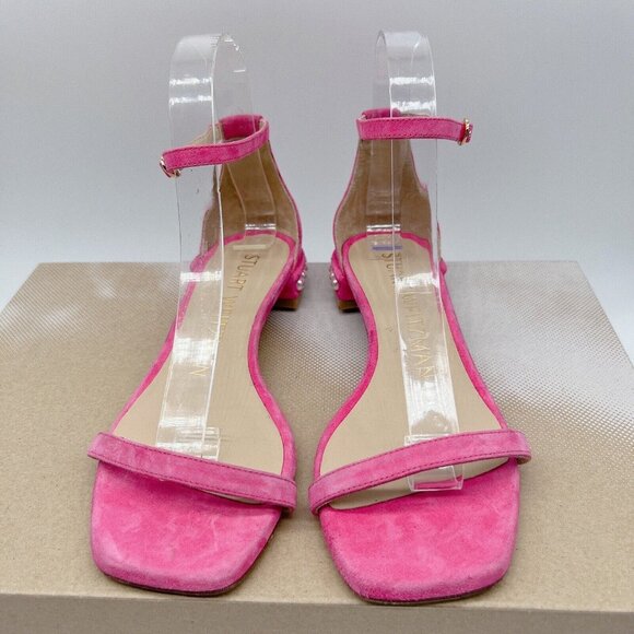 Stuart Weitzman 10 Nudistcurve Women’s Flat Sandals Pearl Fuchsia Pink US 5.5 - Picture 5 of 11